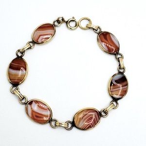 VTG 1950’s AMCO 12K GF Linked Agate Bracelet